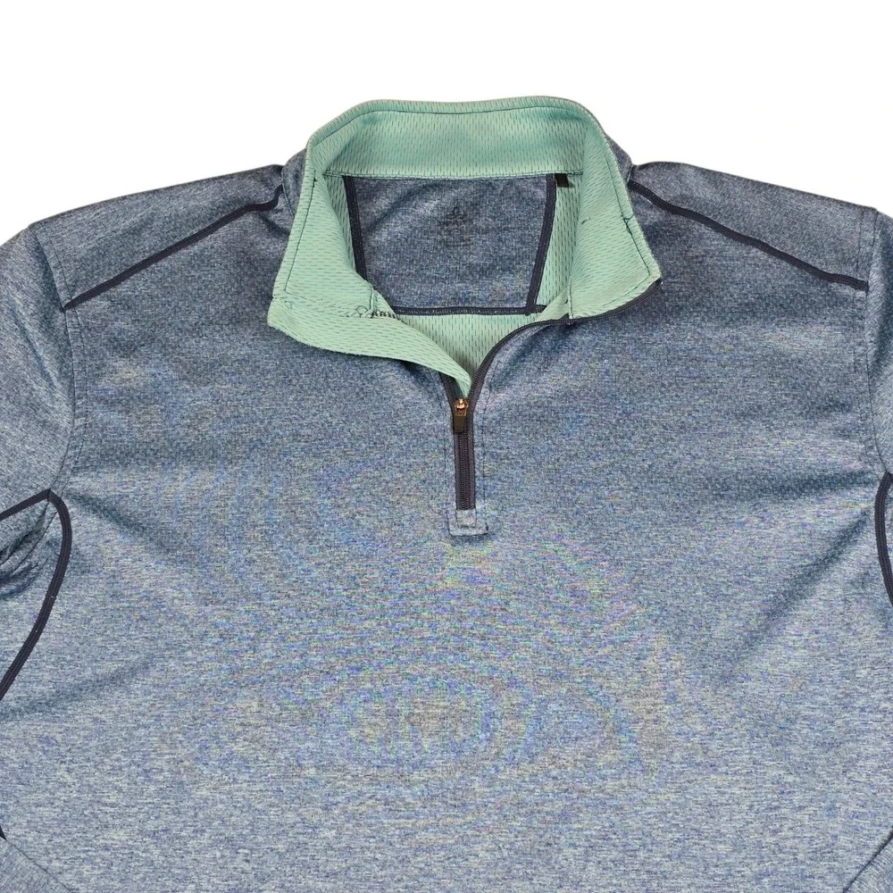 prAna Blue Talon Mock Neck Quarter Zip Performance Pullover Sweatshirt Mens Sz L